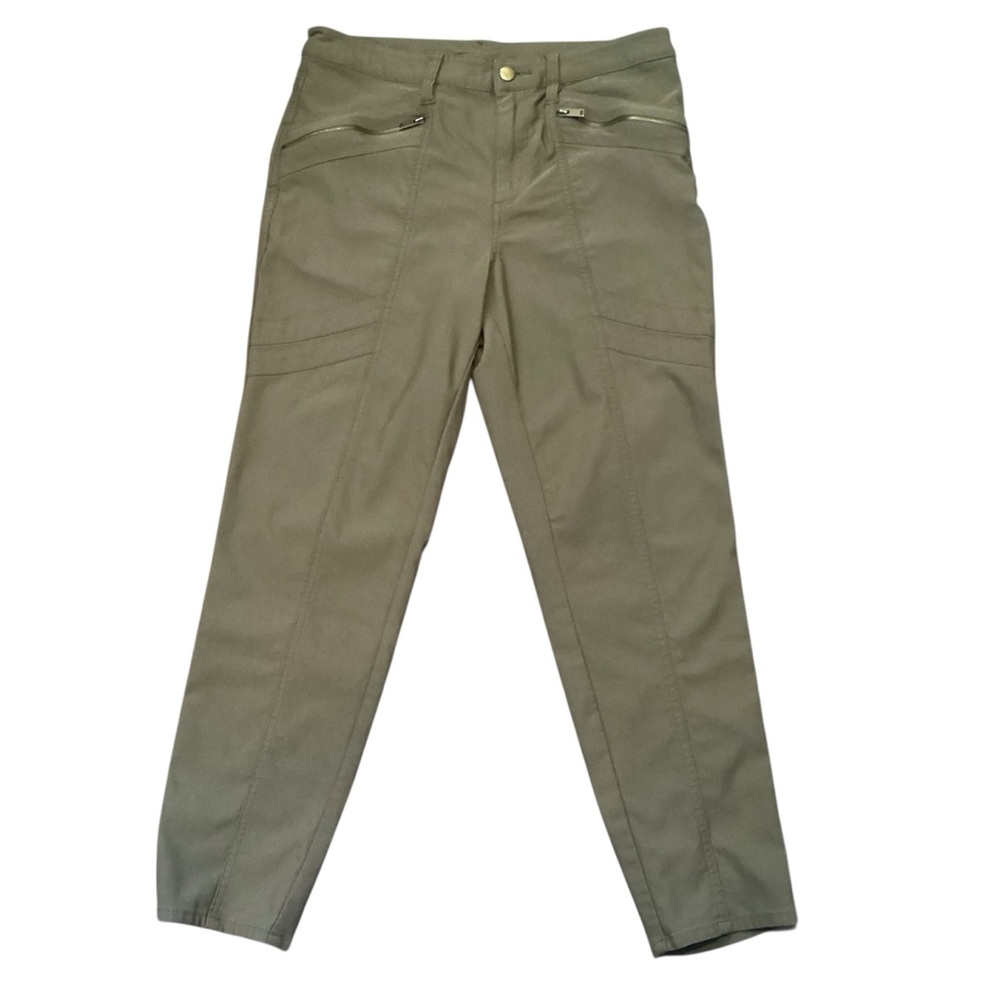Lisa Rinna Collection Army Green Stretchy Performance Moto Ankle Pants Size 8